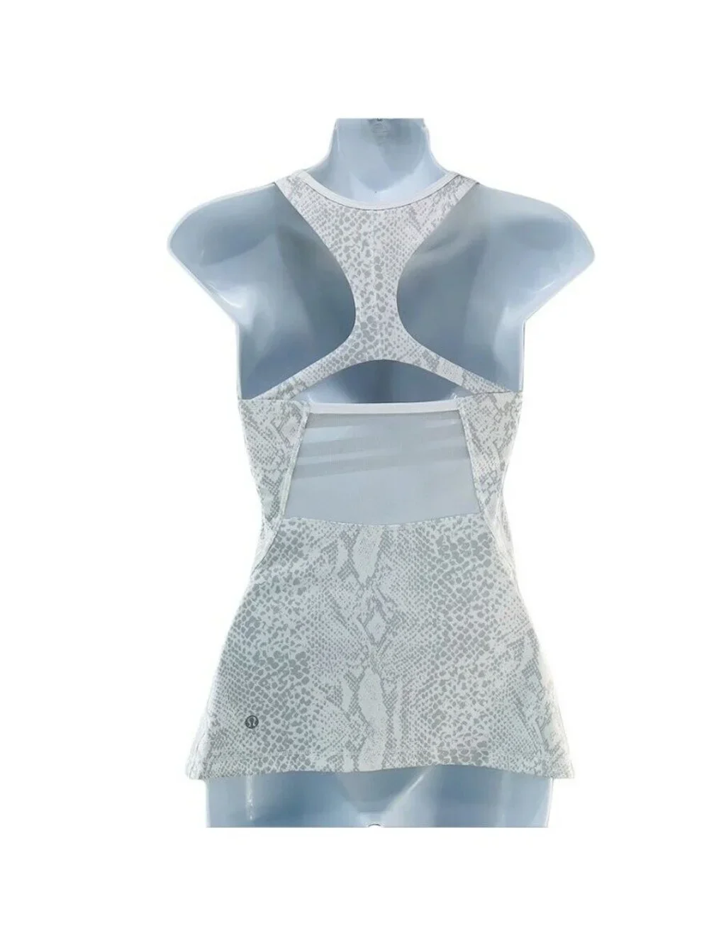 Lululemon Athletica Crossback Tank Top Size 2 White & Gray Snake Print Stretchy